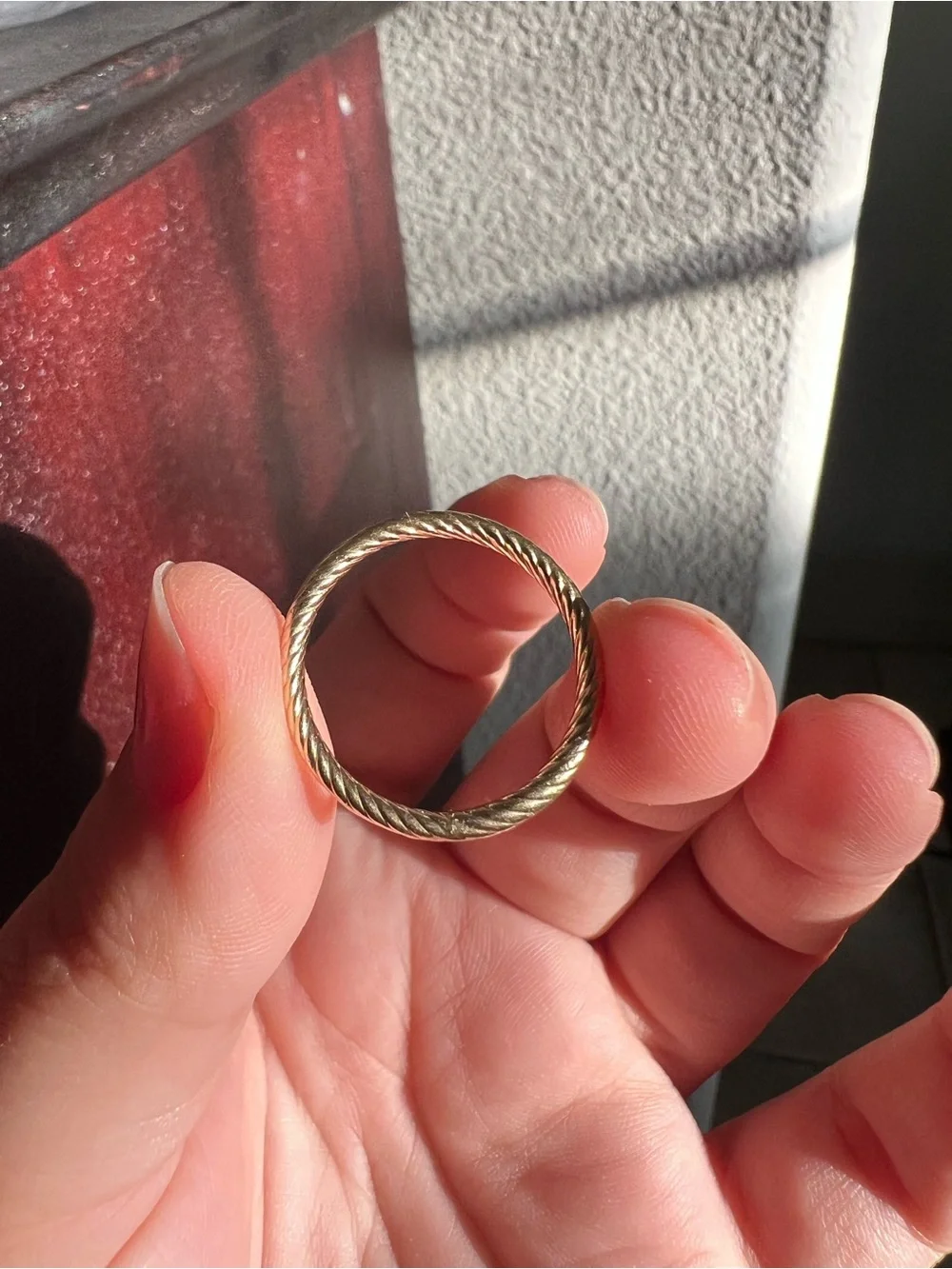 10k solid gold rope twist stacker ring